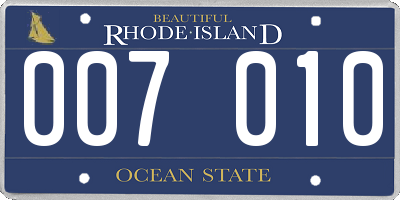 RI license plate 007010