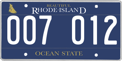RI license plate 007012