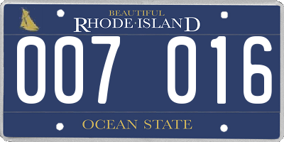 RI license plate 007016