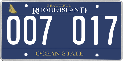 RI license plate 007017