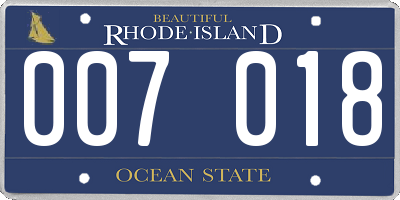 RI license plate 007018