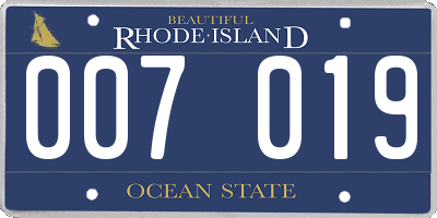 RI license plate 007019
