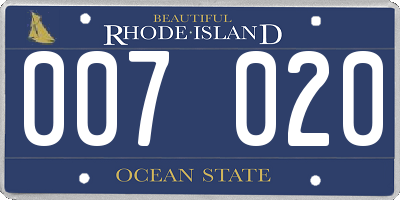 RI license plate 007020