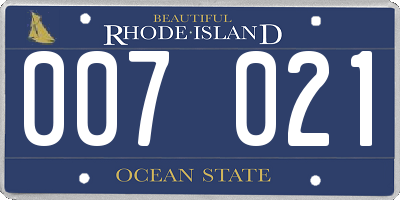 RI license plate 007021