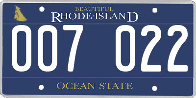 RI license plate 007022