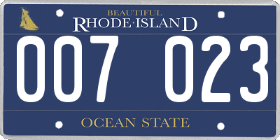 RI license plate 007023