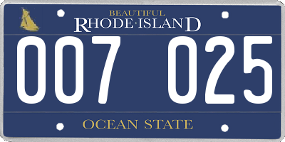 RI license plate 007025