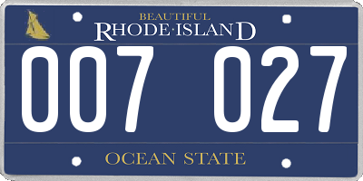 RI license plate 007027