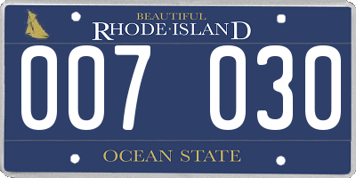 RI license plate 007030