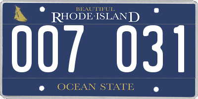 RI license plate 007031