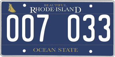 RI license plate 007033