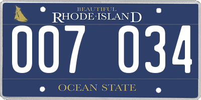 RI license plate 007034
