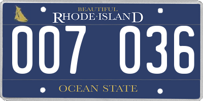 RI license plate 007036