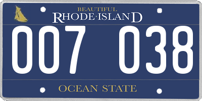 RI license plate 007038