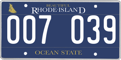 RI license plate 007039