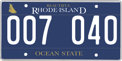 RI license plate 007040