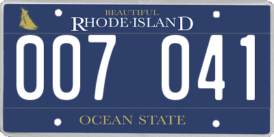 RI license plate 007041