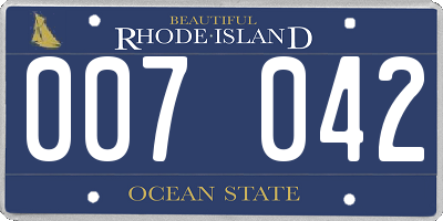 RI license plate 007042