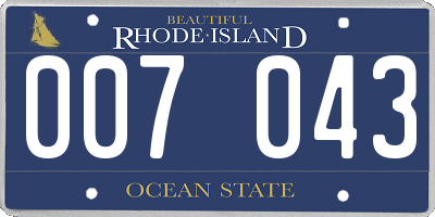 RI license plate 007043