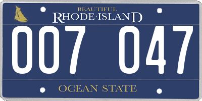 RI license plate 007047