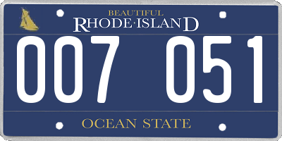 RI license plate 007051