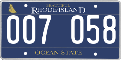 RI license plate 007058