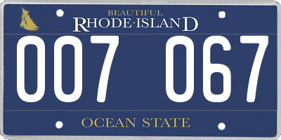 RI license plate 007067