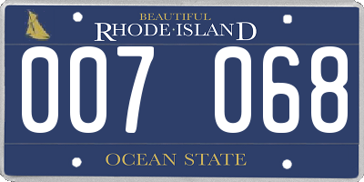 RI license plate 007068