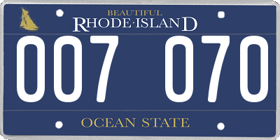 RI license plate 007070