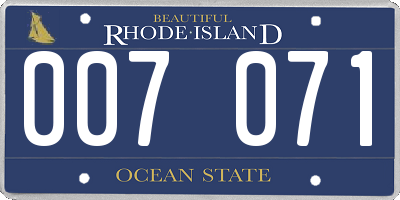 RI license plate 007071