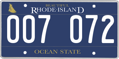 RI license plate 007072