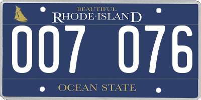 RI license plate 007076