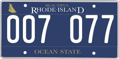 RI license plate 007077