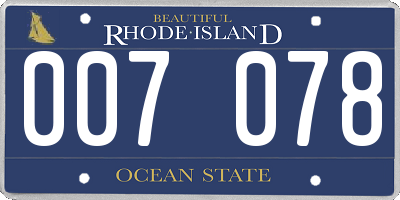 RI license plate 007078