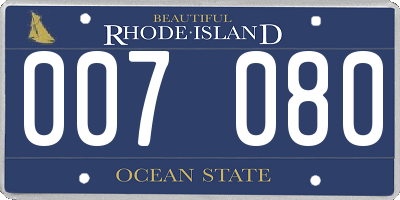 RI license plate 007080