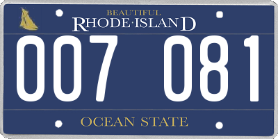 RI license plate 007081