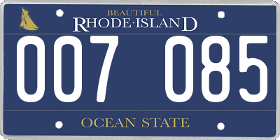 RI license plate 007085