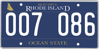 RI license plate 007086