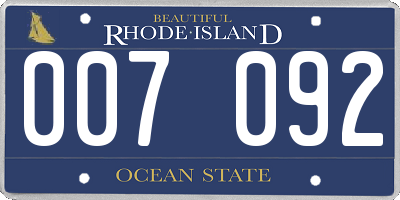 RI license plate 007092