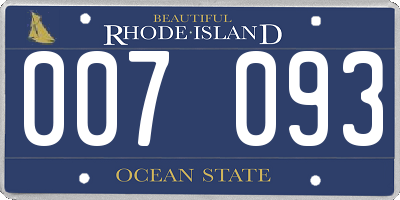 RI license plate 007093