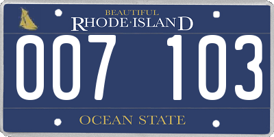 RI license plate 007103