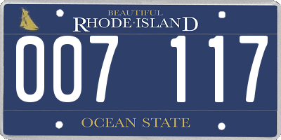 RI license plate 007117