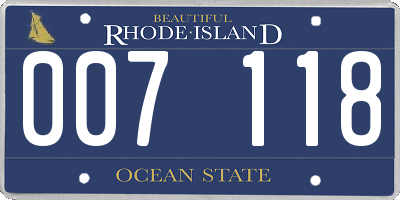 RI license plate 007118