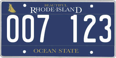 RI license plate 007123