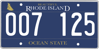 RI license plate 007125