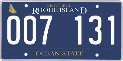 RI license plate 007131
