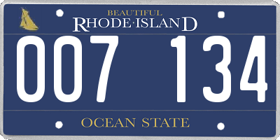 RI license plate 007134