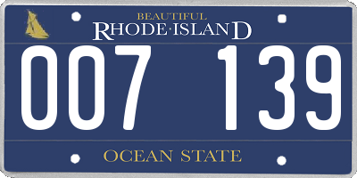 RI license plate 007139