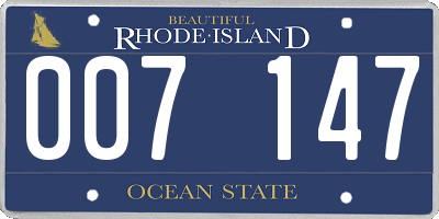 RI license plate 007147