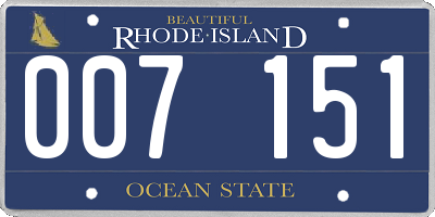 RI license plate 007151